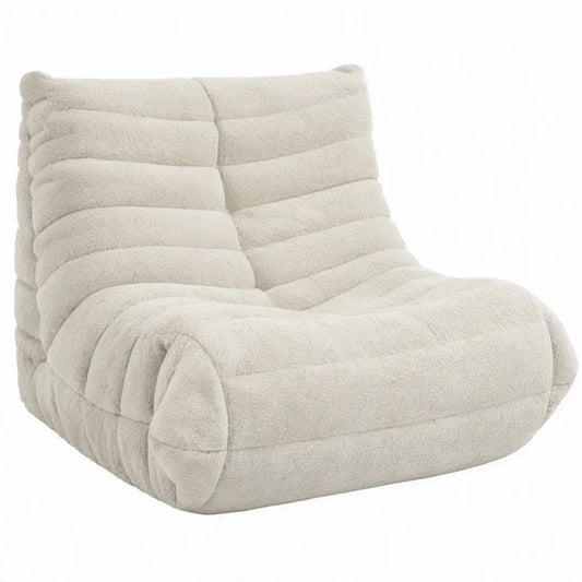 Bouclé loungefauteuil in crème, 87 x 102 x 70 cm
