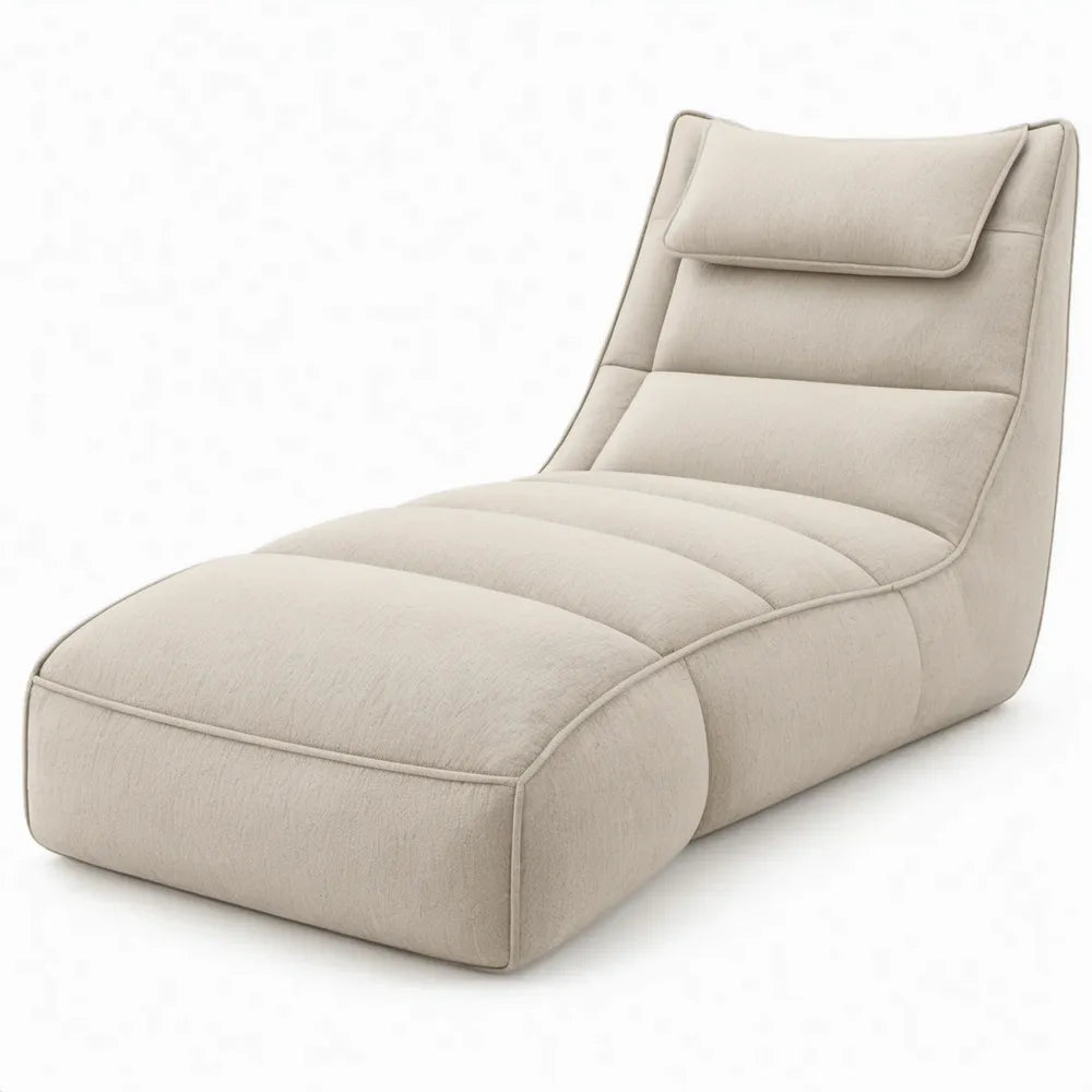 Beige chaise longue van polyester met schuimvulling, 170 x 70 x 80 cm