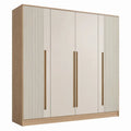 Kledingkast met 4 draaideuren, beige en lichte eik, 200 x 60 x 200 cm