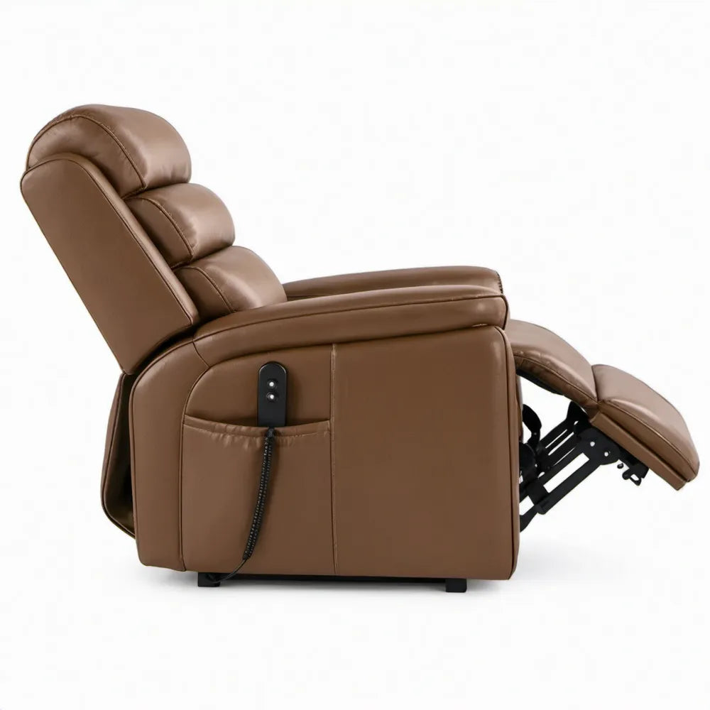 Elektrische verstelbare relaxfauteuil met voetensteun, bruin PU-kunstleer, 90 x 95 x 104 cm