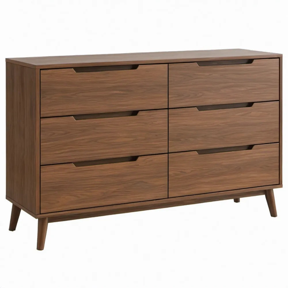 Ladekast met 6 lades, walnootbruin, 150 x 45 x 85 cm