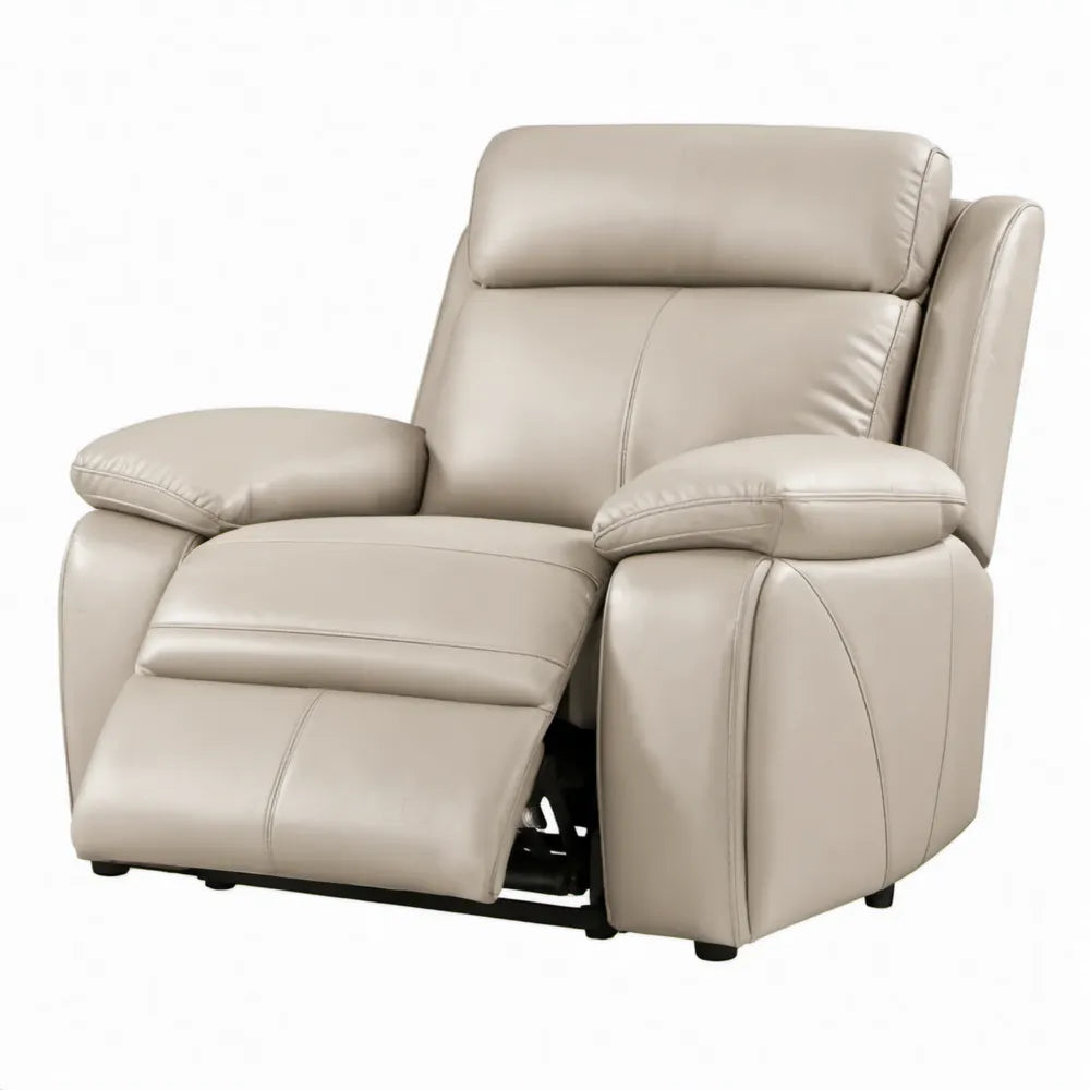 Beige PU-kunstleren relaxfauteuil met handmatige voetensteun, 96 x 91 x 102 cm