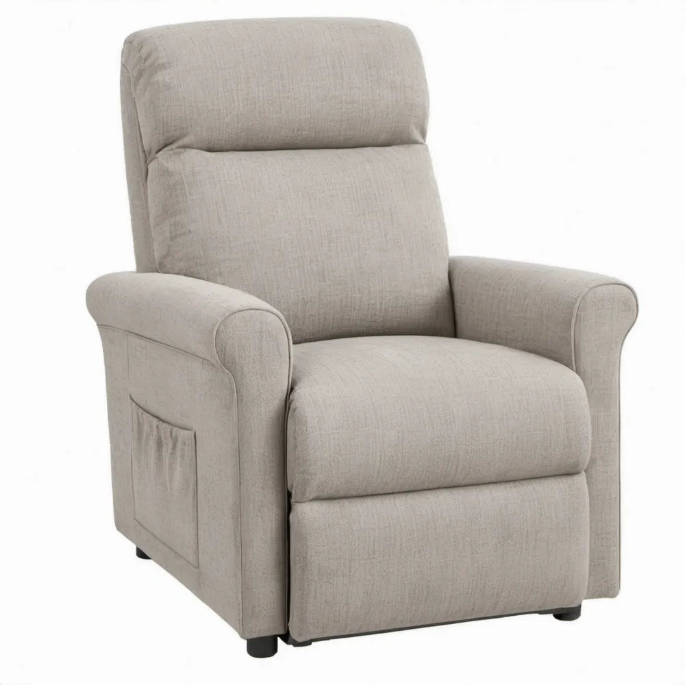 Beige verstelbare fauteuil van polyester, 80 x 90 x 105 cm
