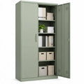 Stalen opbergkast met 2 draaideuren en 4 legplanken, 90 x 40 x 180 cm, saliegroen