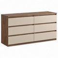 Ladekast met 6 lades, 160 x 45 x 75 cm, walnootbruin en beige